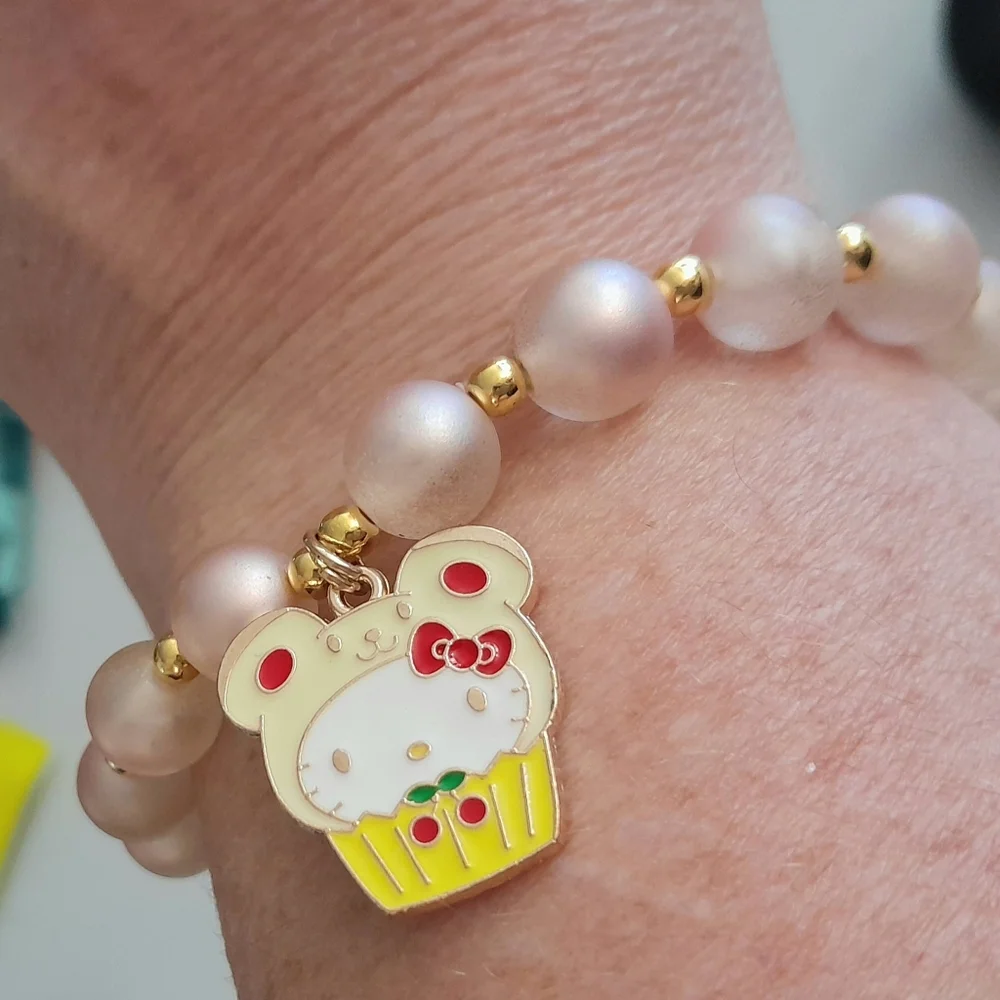 Enamel Kitty with a Teddy Bear Cap Necklace, Earrings & Bracelet Set